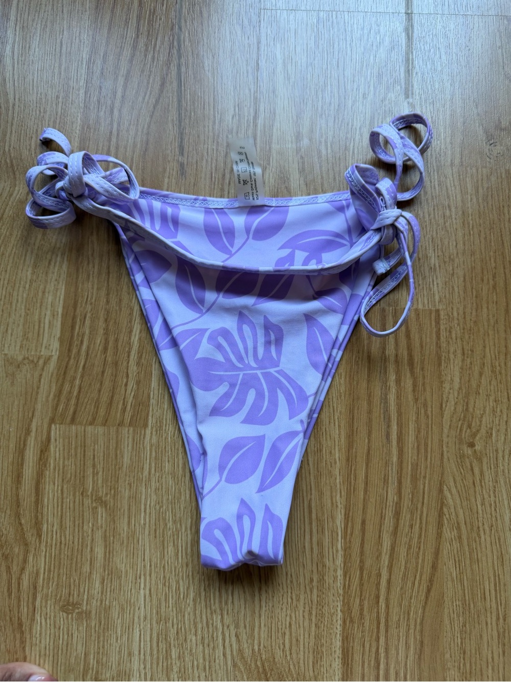 Lilac Leaf Tie-Side Bikini Bottoms